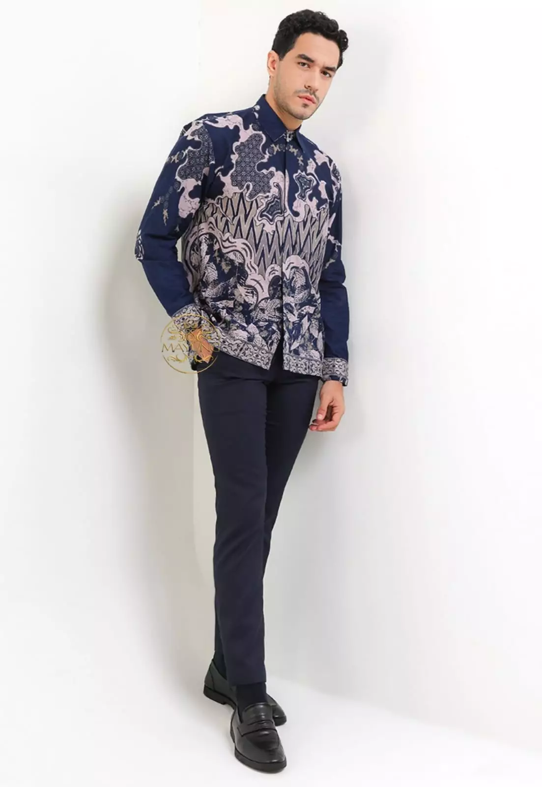Respati Navy Kemeja Batik Pria Premium Lengan Panjang NLN