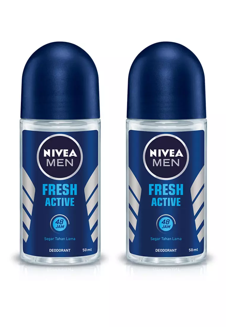 NIVEA MEN Deodorant Fresh Active Roll On 50ml - Twin Pack