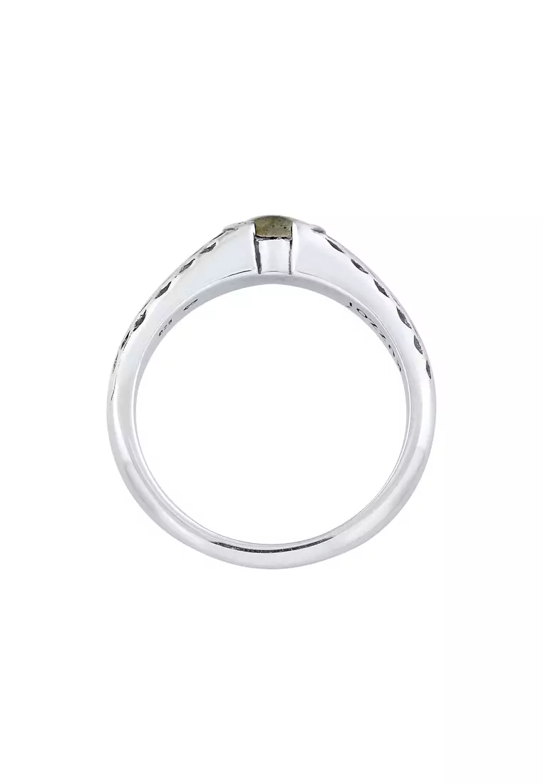 EXCLUSIVE Cincin Perhiasan Perak 925 Pria Oval Labradorite