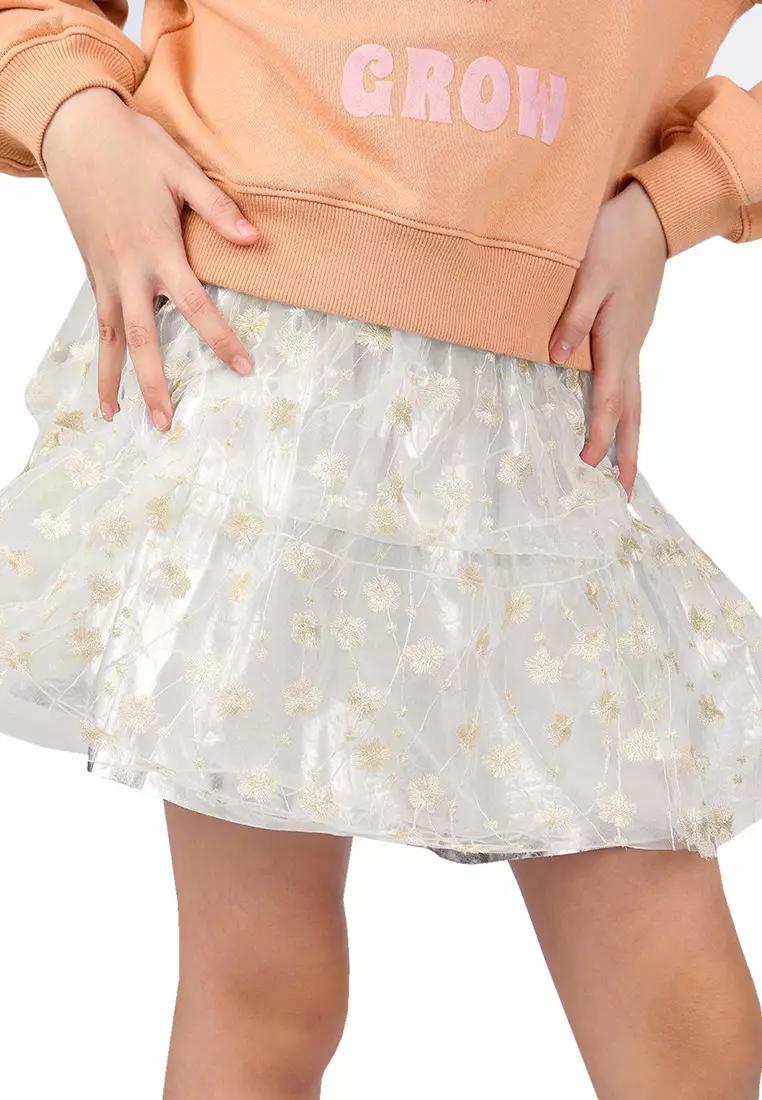 Buy Gingersnaps Girls Floral Embroidered Tiered Tulle Skirt With