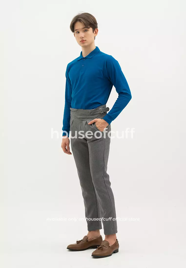 Houseofcuff polo shirt kaos kerah polo lengan panjang slim fit Biru