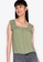 ZALORA BASICS brown Flutter Sleeves Square Neck Top 357FEAA9B9D24CGS_3