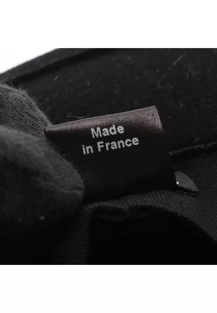 Pre-Loved Chanel coco mark center fold hat Rabbit Felt black Navy
