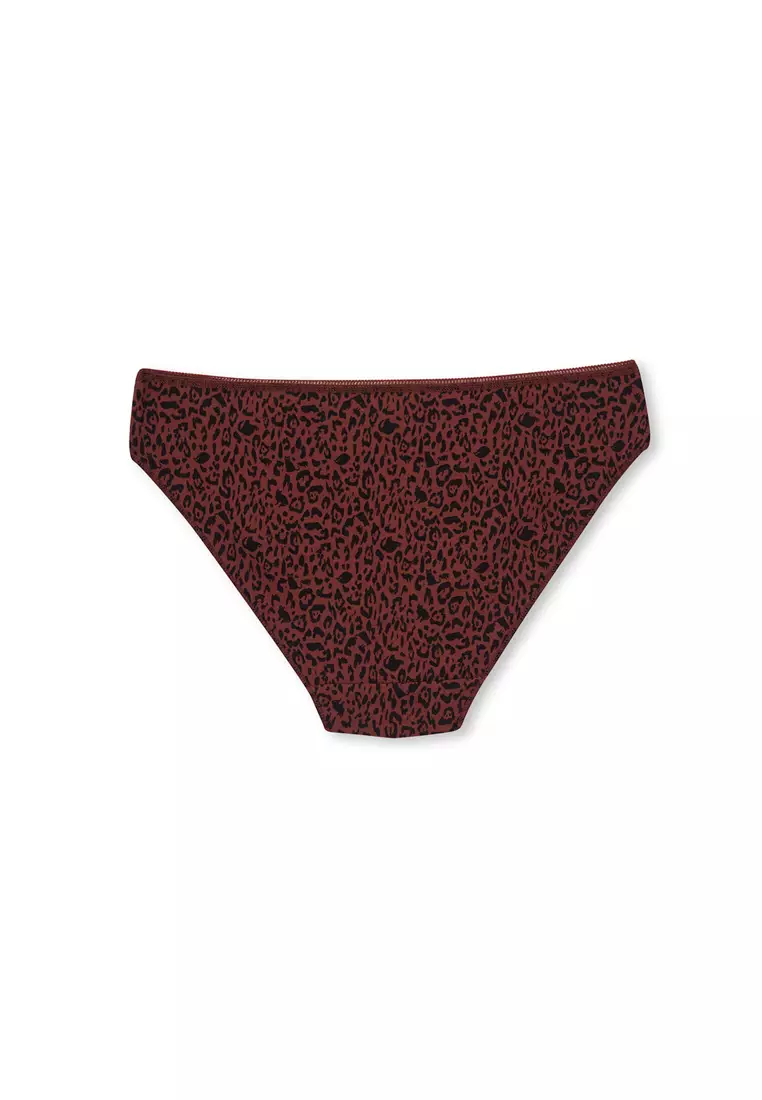 3-Pack Red Brown-Dark Beige Basic Briefs, Leopard Print, Underwear for Women
