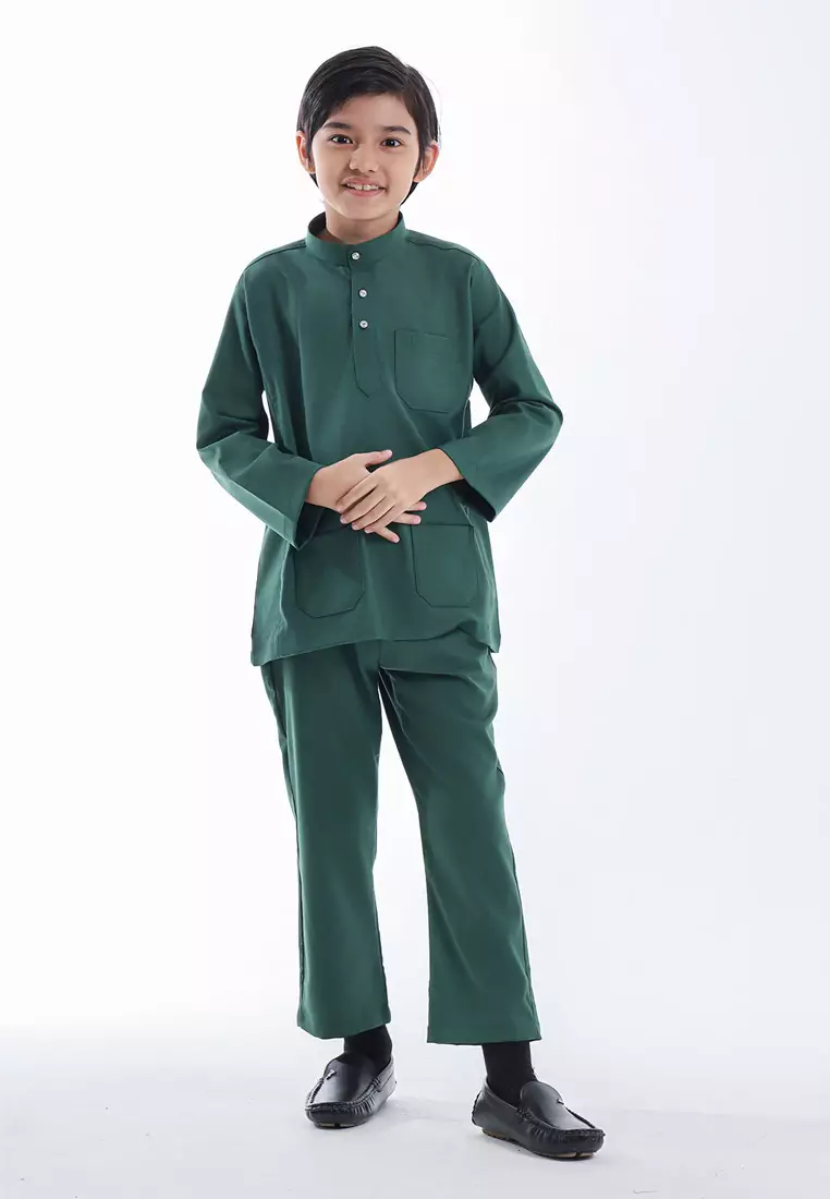 Alain Delon Baju Melayu Cekak Musang Budak - 19026504-45HunterGreen