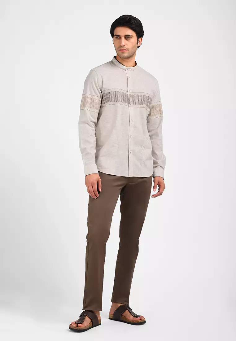 MOC Kemeja Koko Lengan Panjang Pria SUDAN-KHAKI