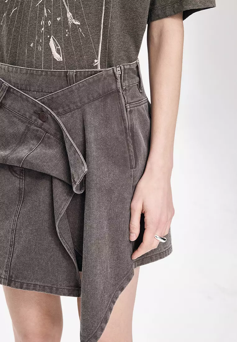 [Light Formal] Imported Italian Colored Cow A-line Short Skirt