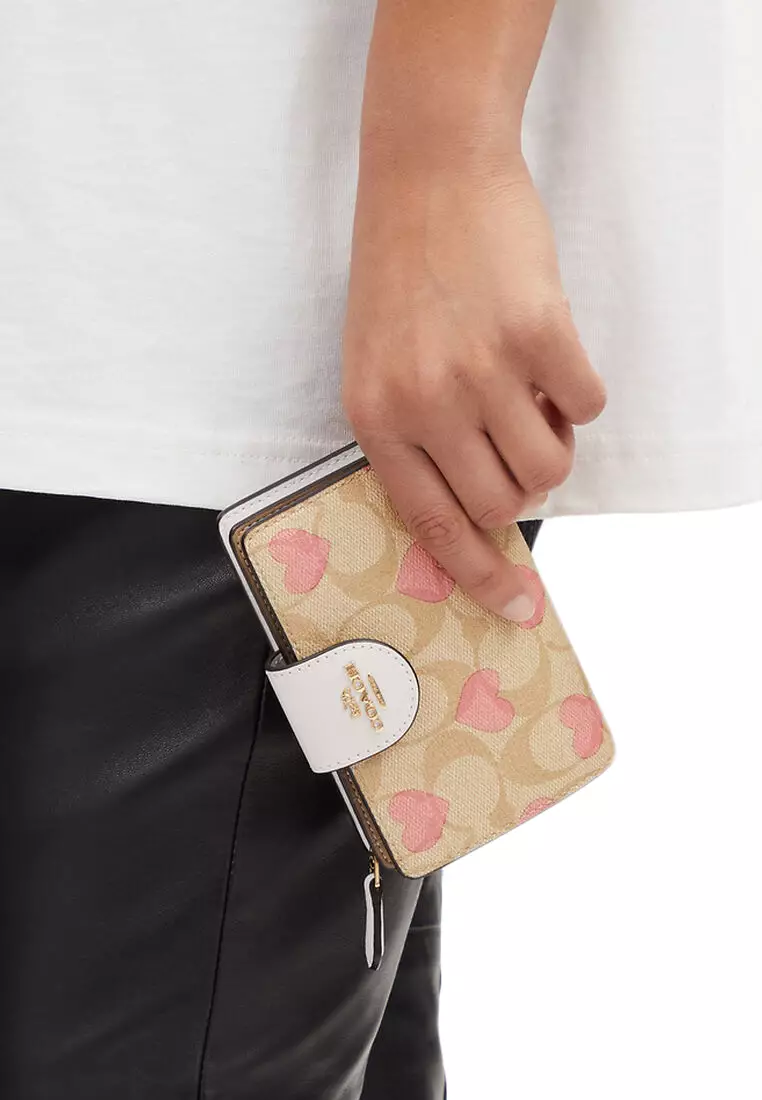 Buy Coach Coach Medium Corner Zip Wallet In Signature Canvas With Heart  Print - Brown 2024 Online