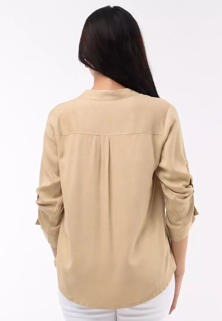 Plain Single Bold Twill 3/4 Blouse
