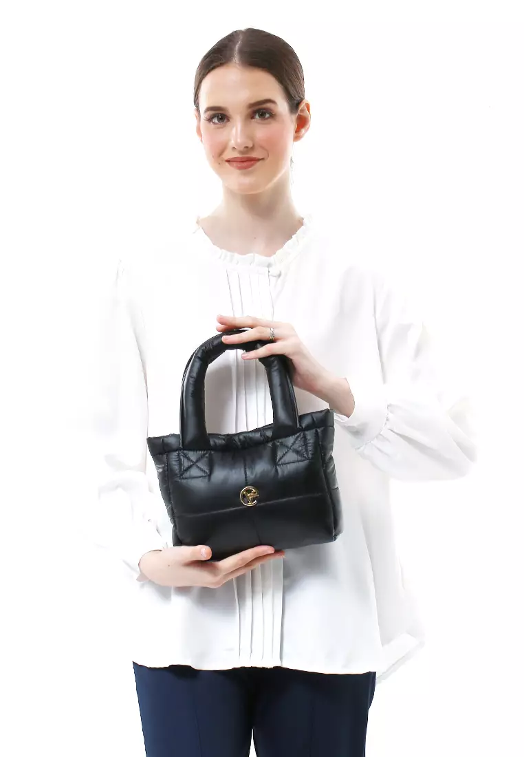 Angelina Pillow Puffy Bag Smooth Texture And High Quality - Black Metalic