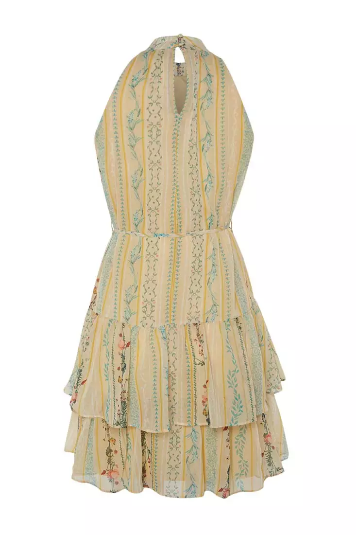 Floral Halter Neck Mini Dress