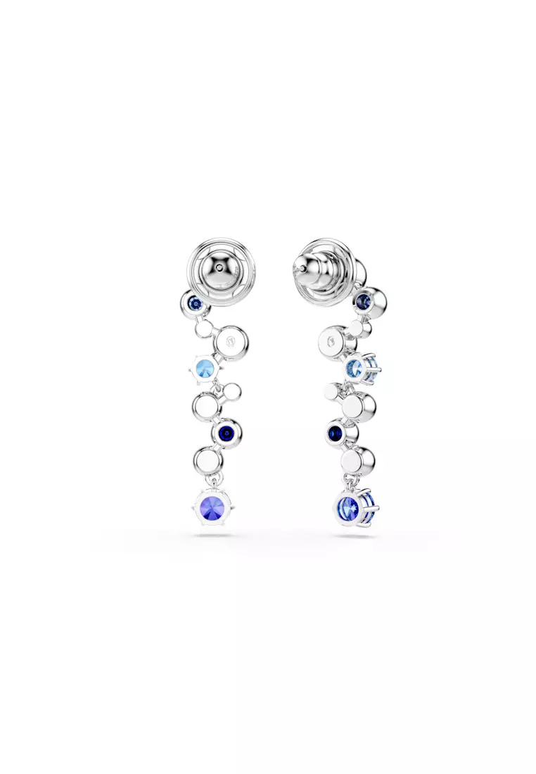 Constella drop earrings, Mixed cuts, Blue, Rhodium plated