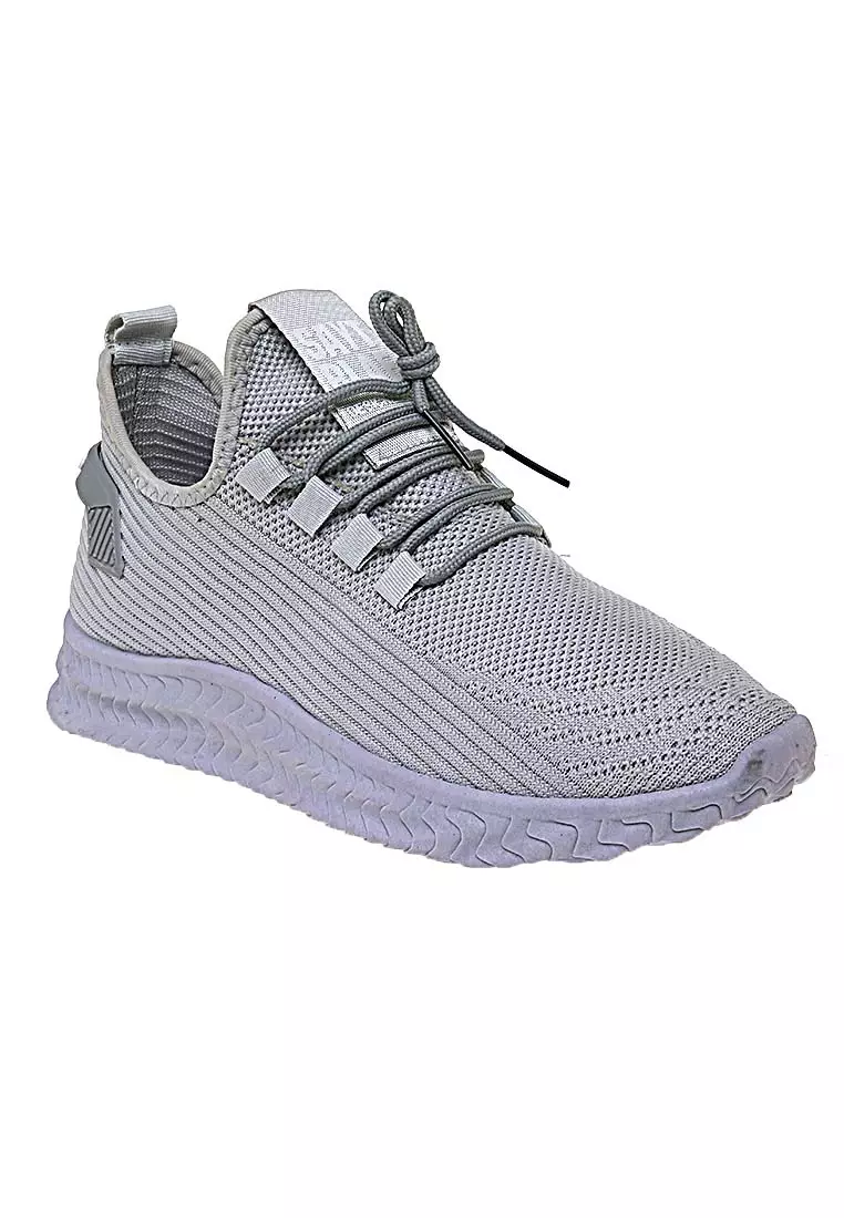 Chayton Sepatu Olahraga Pria Sneakers Casual Sport Shoes Motif Polos Material Flyknit Mesh ORIGINAL - Gray