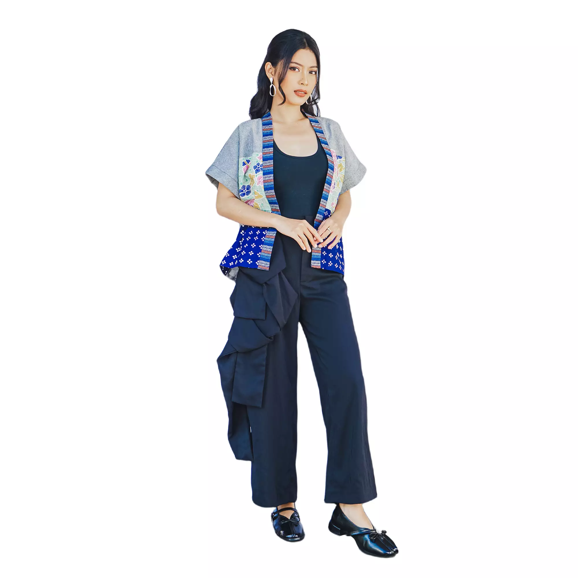 Blazer Batik Wanita - Atasan Batik - Bhatara Batik Mikata - Outer Batik Modern Lengan Pendek