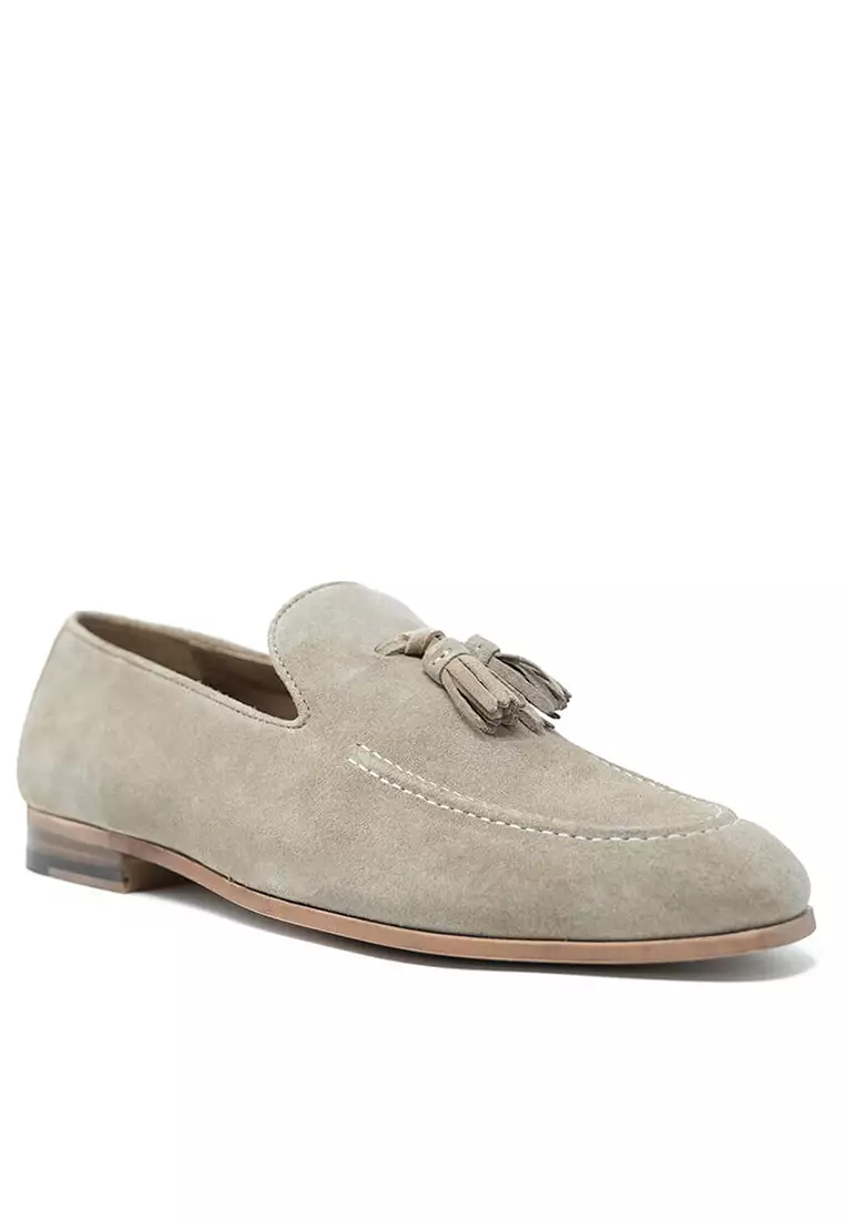 Mens grey loafers with on sale tassels