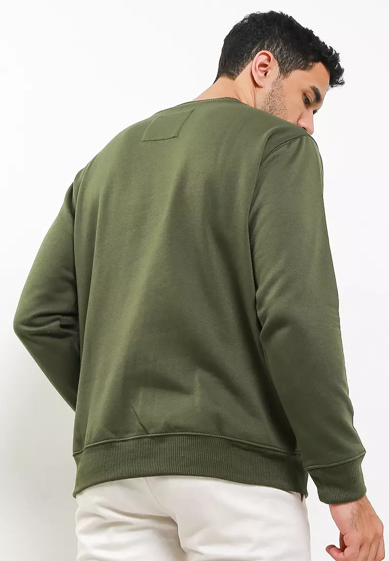 Cotton Well Sweater with Hidden Pocket Army | Jaket Tebal dengan Kantong Tersembunyi Hijau Olive