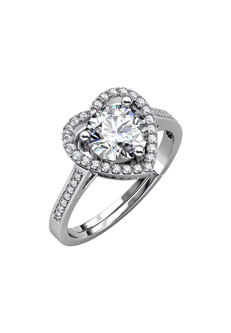 Berlian Moissanite Mon Amour Ring [GRA CERTIFICATE MOISSANITE DIAMOND] - Cincin 1carat Moissanite Diamond 925 Silver Celesta by Her Jewellery