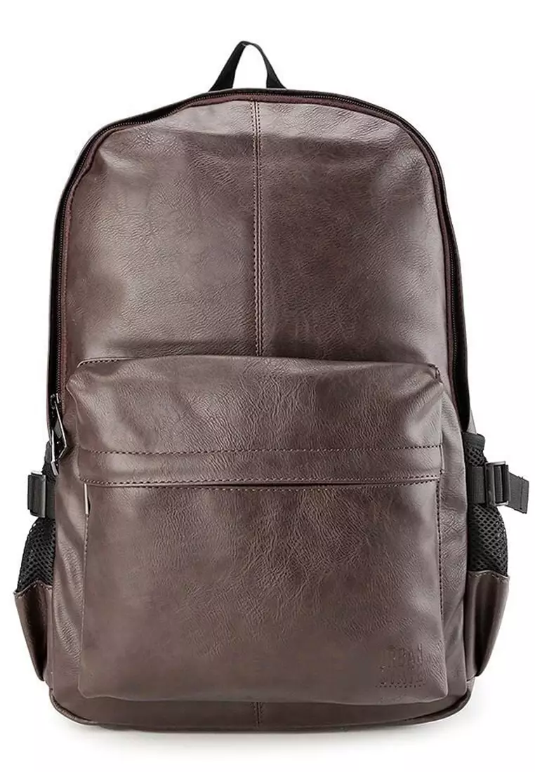Distressed Leather Mesh Backpack
