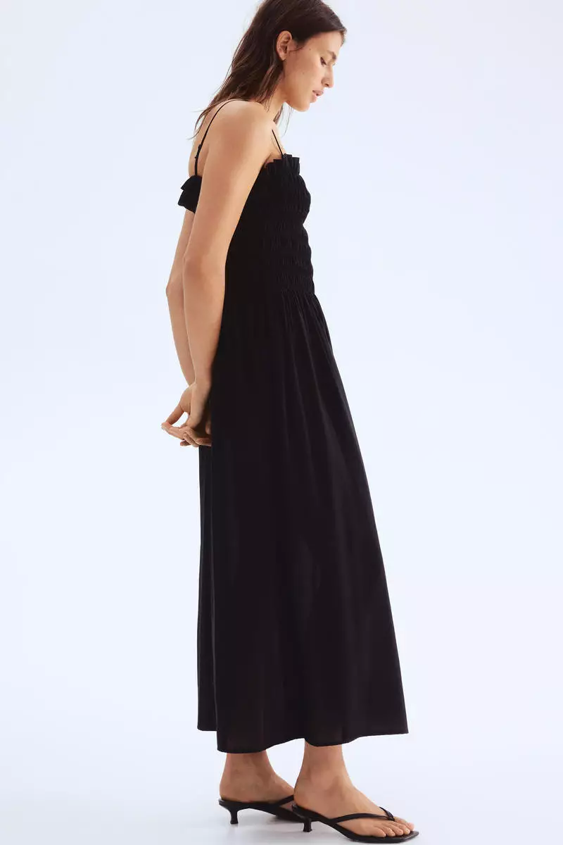 Smocked-bodice strappy dress