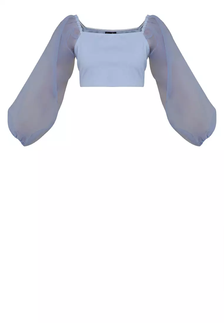 Buy Zalora Studios Organza Sleeve Crop Top 2024 Online ZALORA Philippines