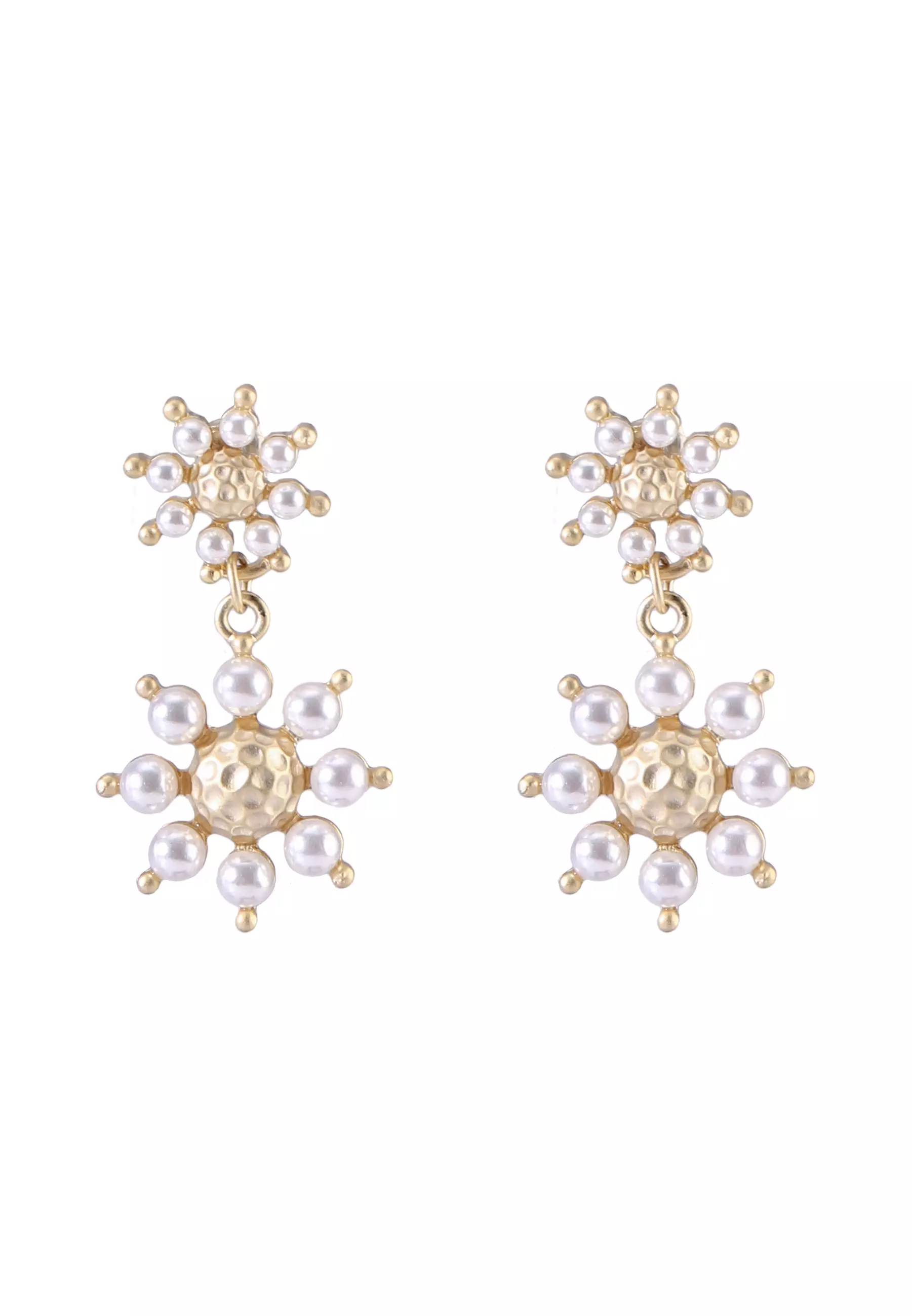 Pearl Studded Stars Dangle Earrings