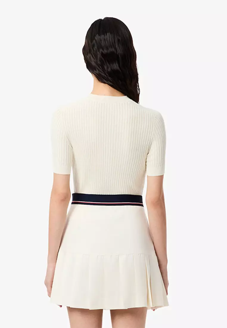 Short Sleeved Merino Wool Rib Knit Sweater