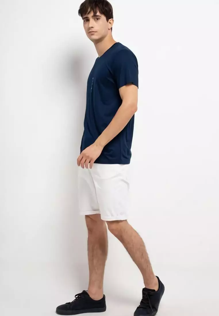 MTH86 Kaos Pria Simple Jepang Katakana Straight Navy