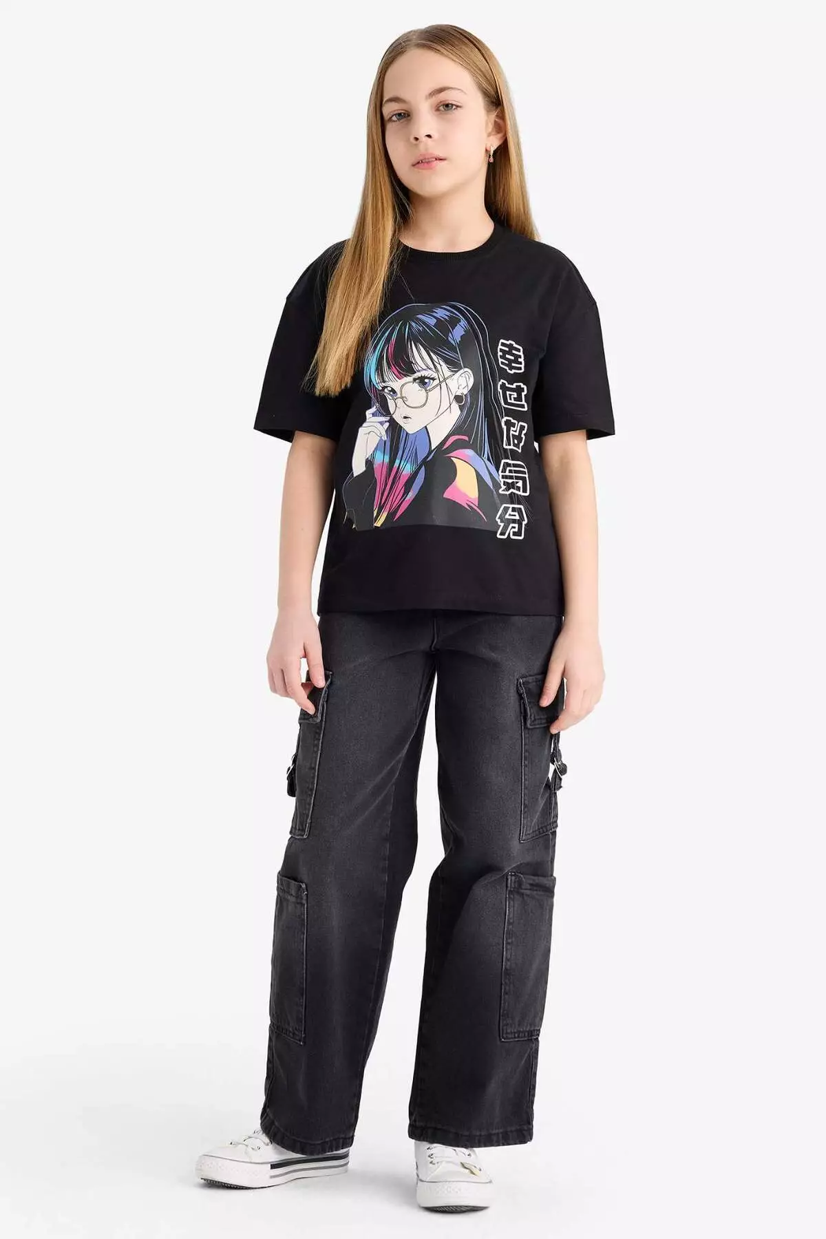 Girls Relax Fit Crew Neck Printed Short Sleeve T-Shirt E0389A825Sm