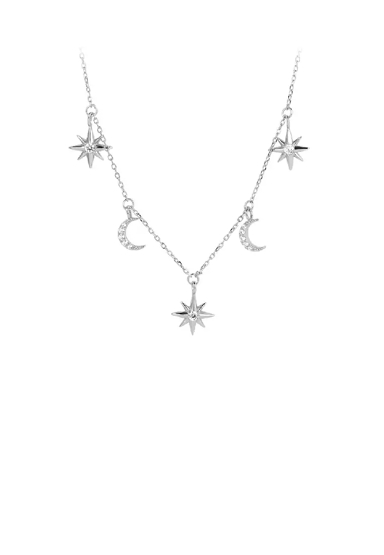 Buy Glamorousky 925 Sterling Silver Fashion Simple Star Moon