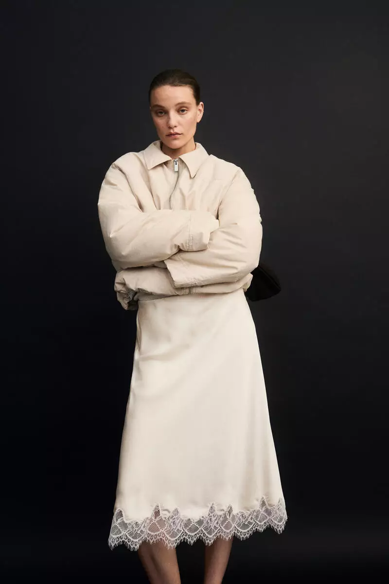 Lace-trimmed slip skirt