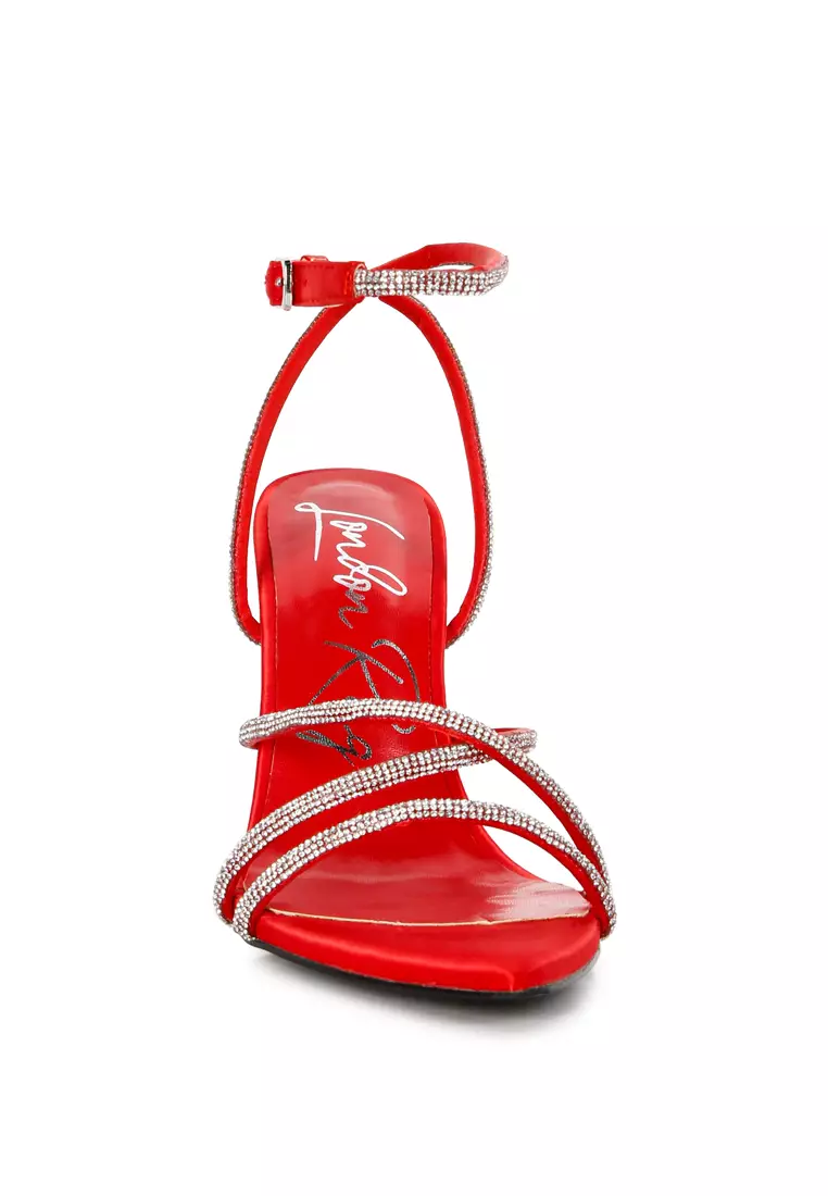 Red hot sale diamante sandals