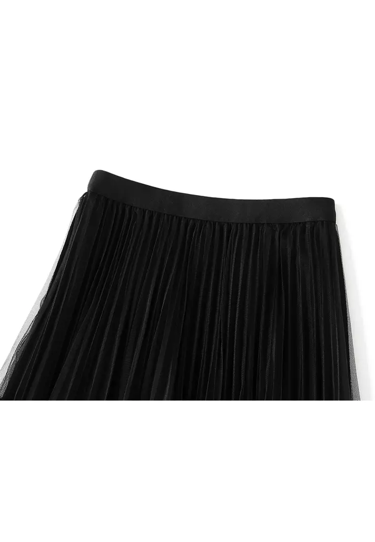 Mesh High Waist Pleated Skirt AF2605