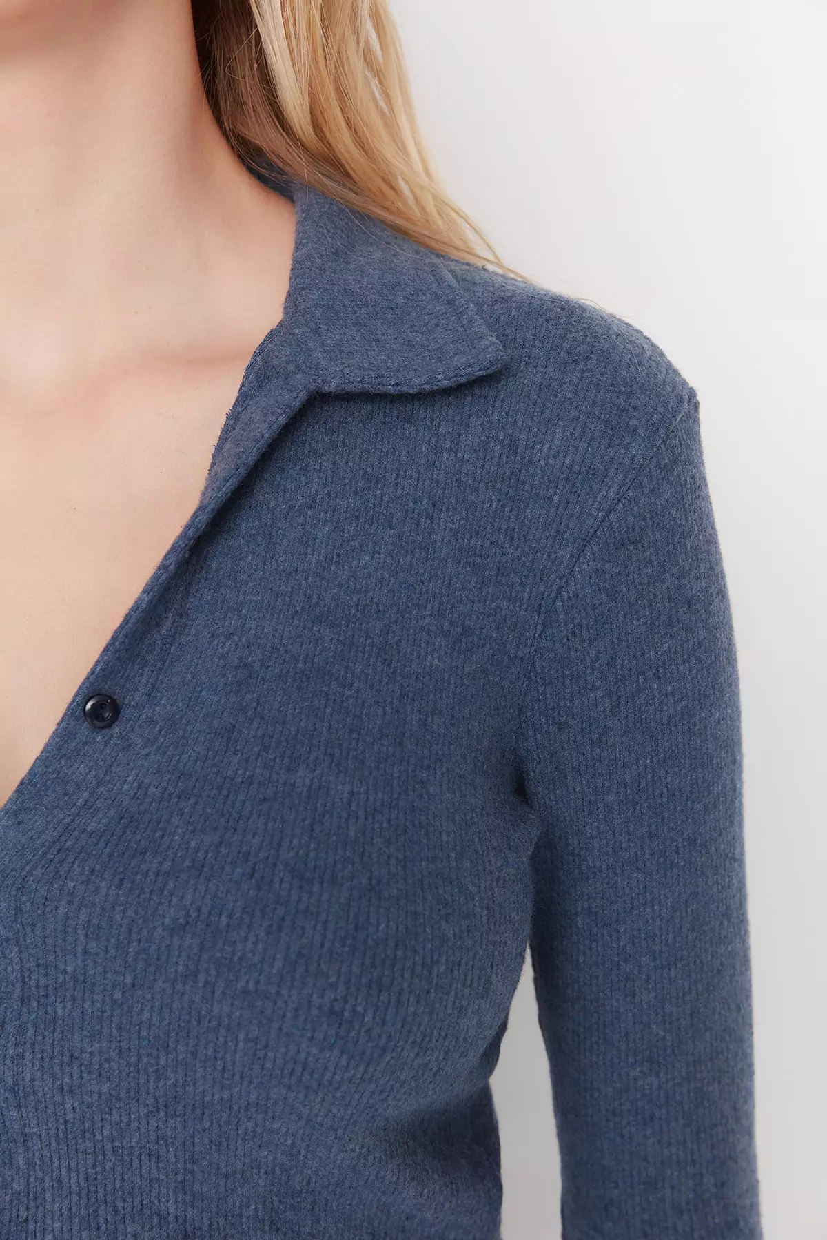 Button Detail Crop Knitted Top