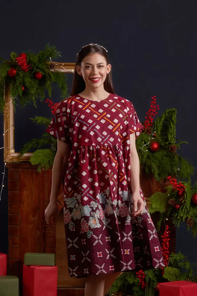 Jual Nona Rara Batik NONA RARA - Dress Nyiur Noel Wng D0440, DRESS ...