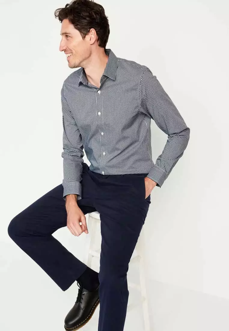 Old Navy Men's Slim Fit Pro Signature Dress Shirt Reviews The Mello" Light  Blue & Grey Multi Plaid Buy Old Navy Slim-Fit Pro Signature Tech Dress Shirt  for Men 2026 Online |