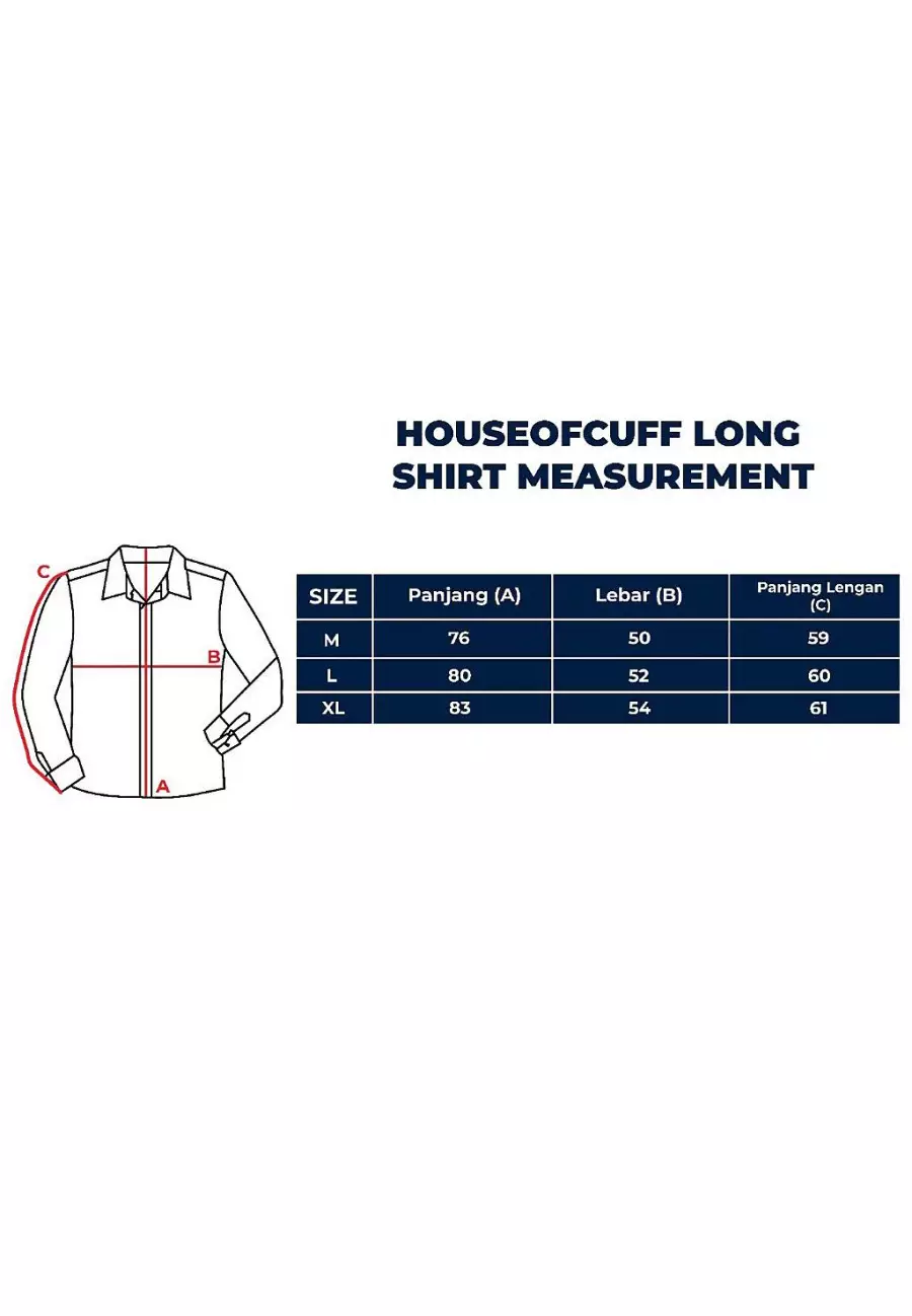 Houseofcuff kemeja Koko Lengan Panjang Pria Navy