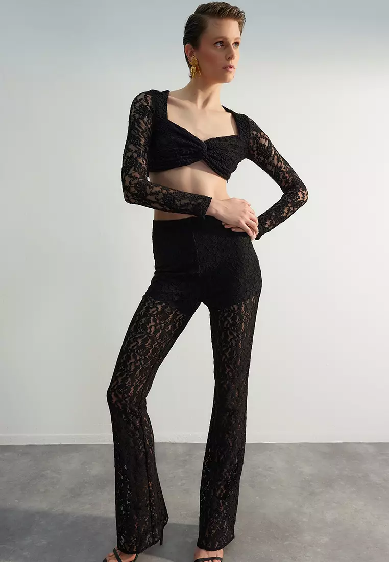 Lace Sleeves Crop Top