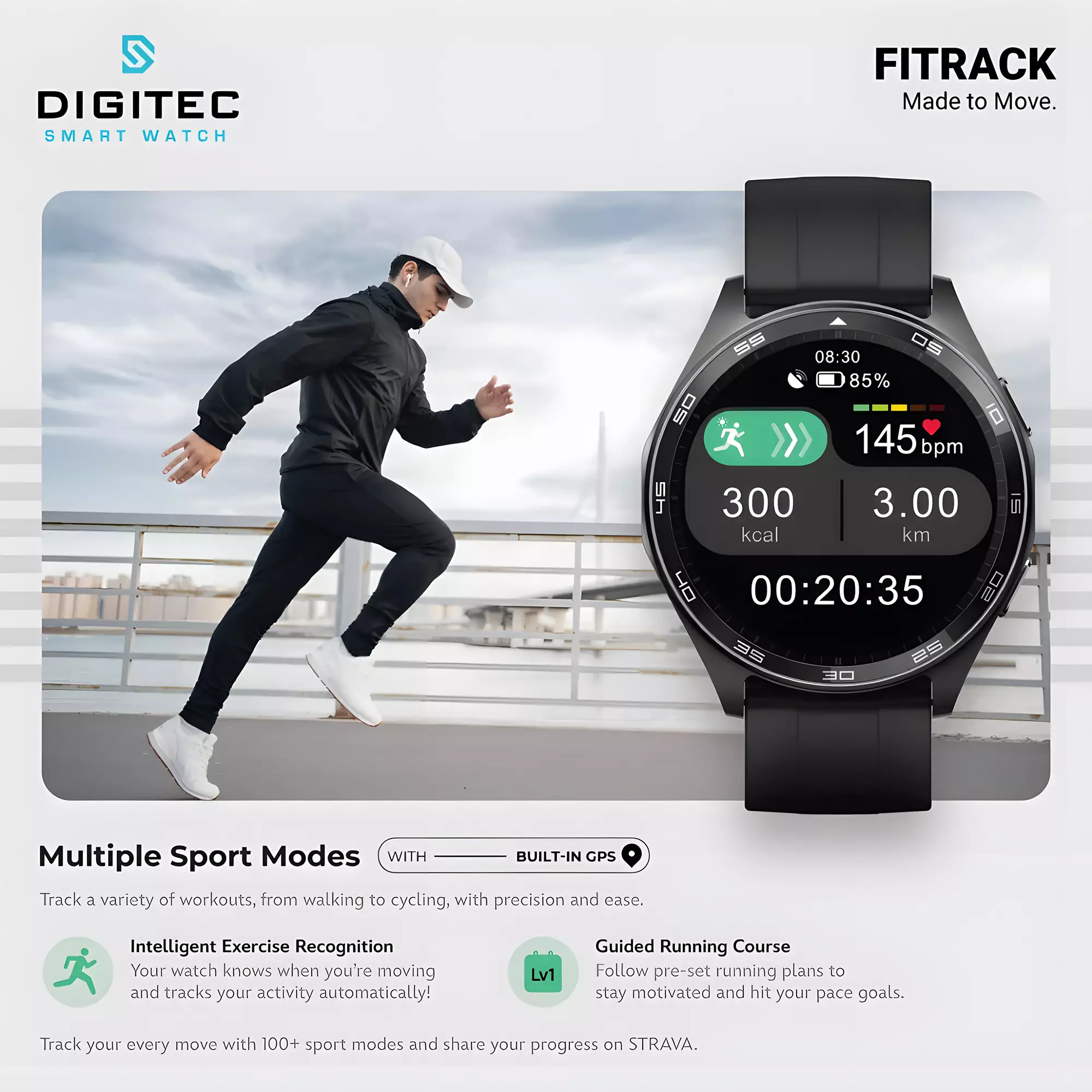 Jual Digitec Smartwatch Digitec FITRACK Amoled Screen with Extra Straps ...