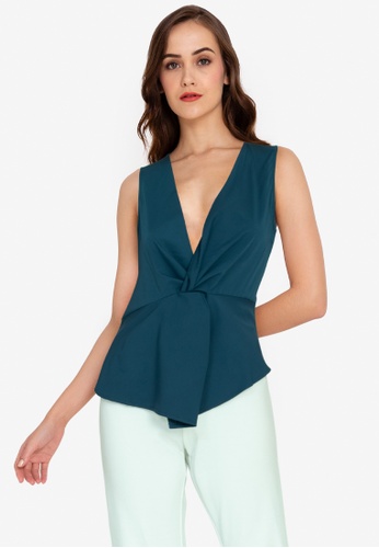 ZALORA WORK blue Front Knotted Blouse 849C0AA2D04052GS_1