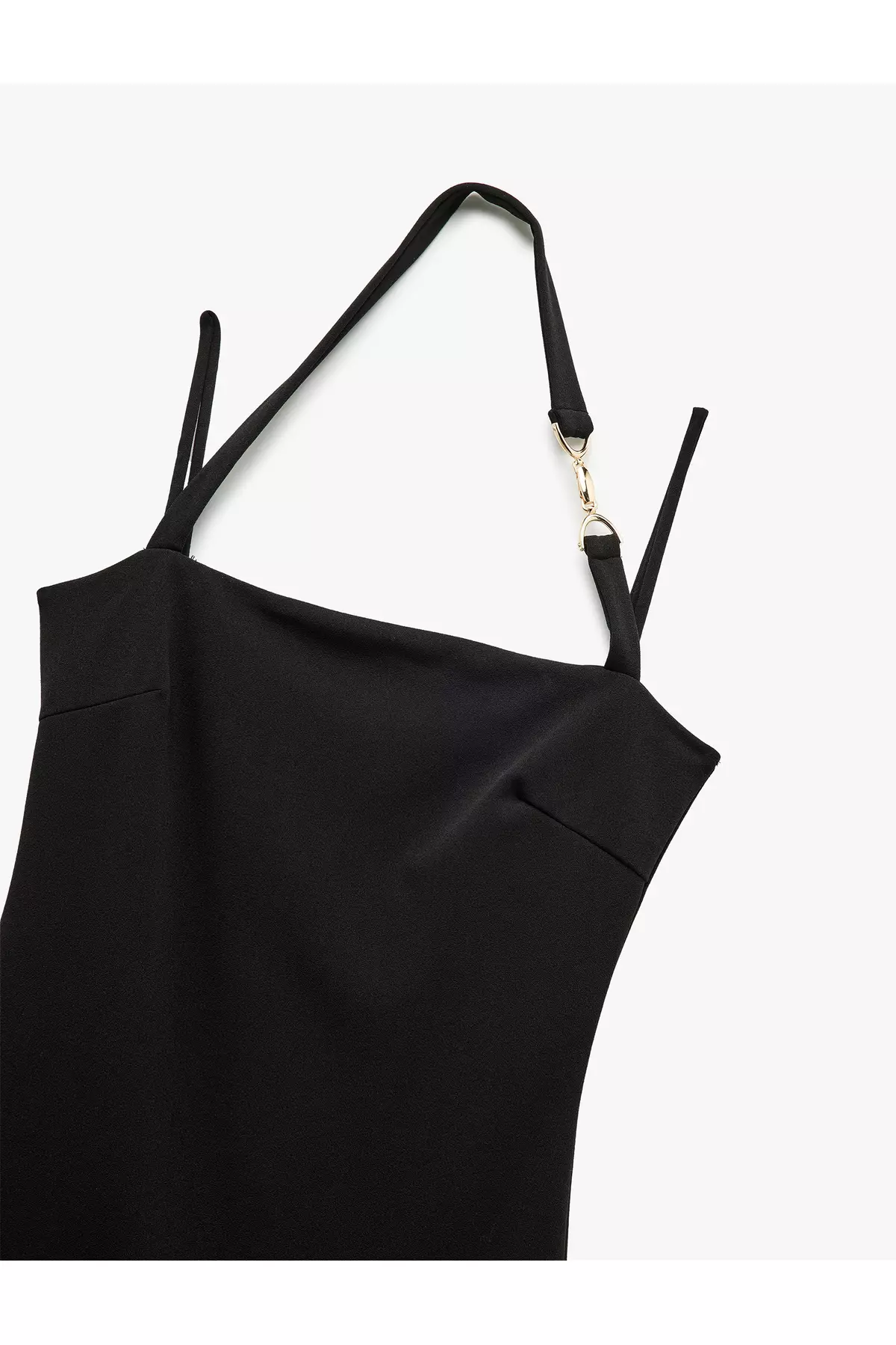 Sleeveless Slim Fit Strap Dress With Metal Accessories