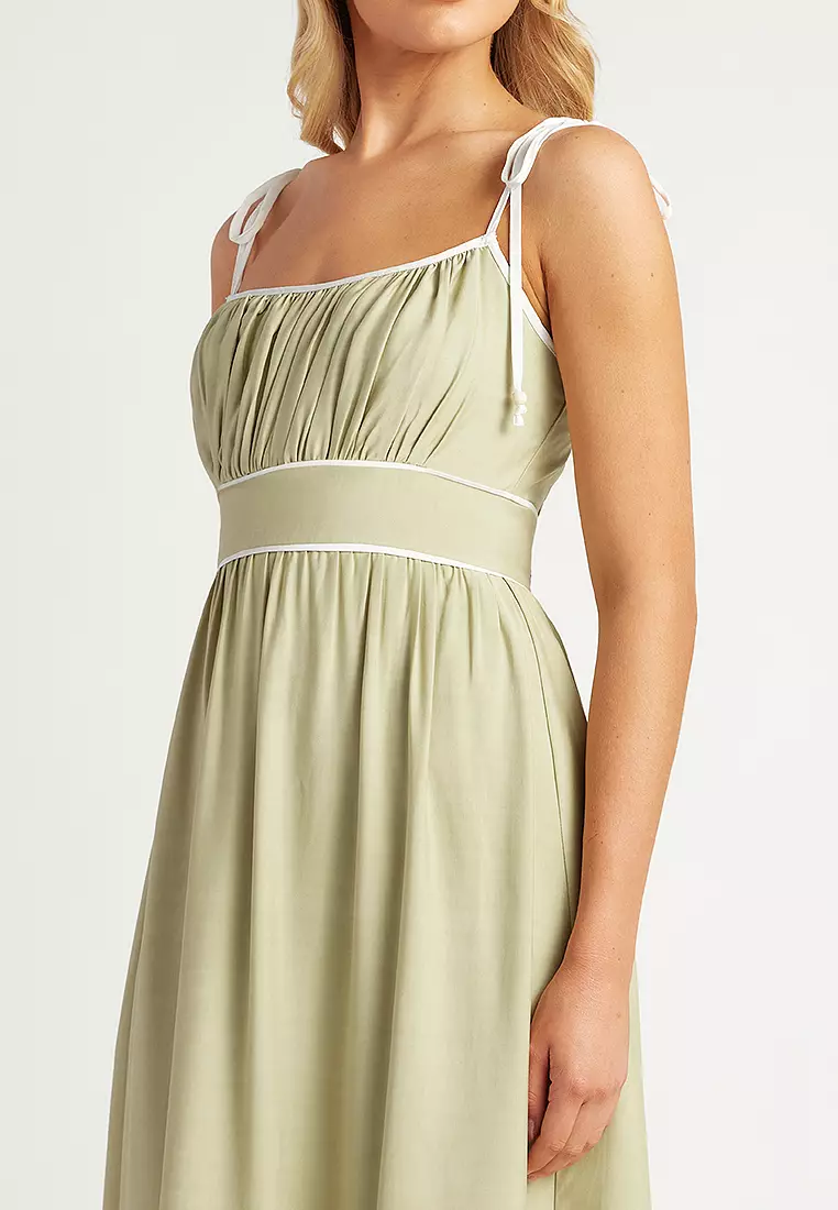 Shirred Detail Long Dress