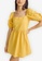 Love, Ara yellow Shaina Mustard Linen Square Neck Puff Sleeves Mini Dress 158B6AAB06C54EGS_2