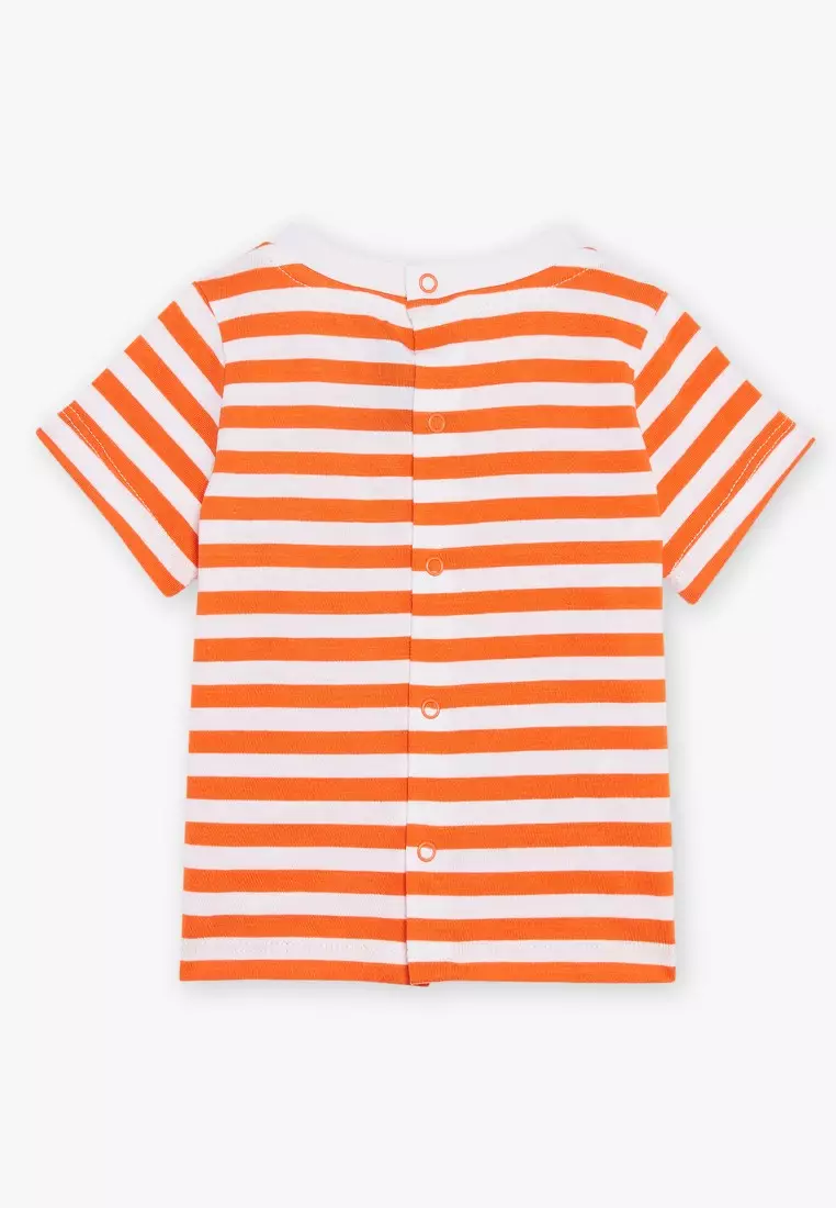 Papaya T-Shirt With Stripes Print