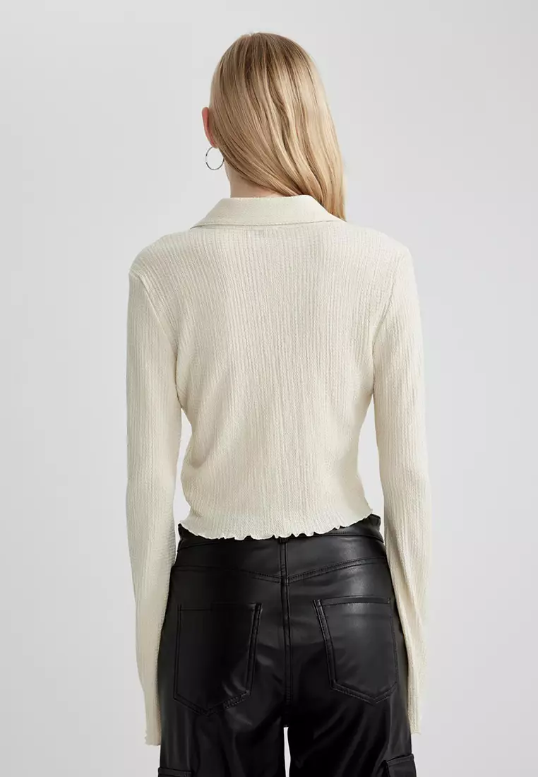 Textured Cropped Shirt