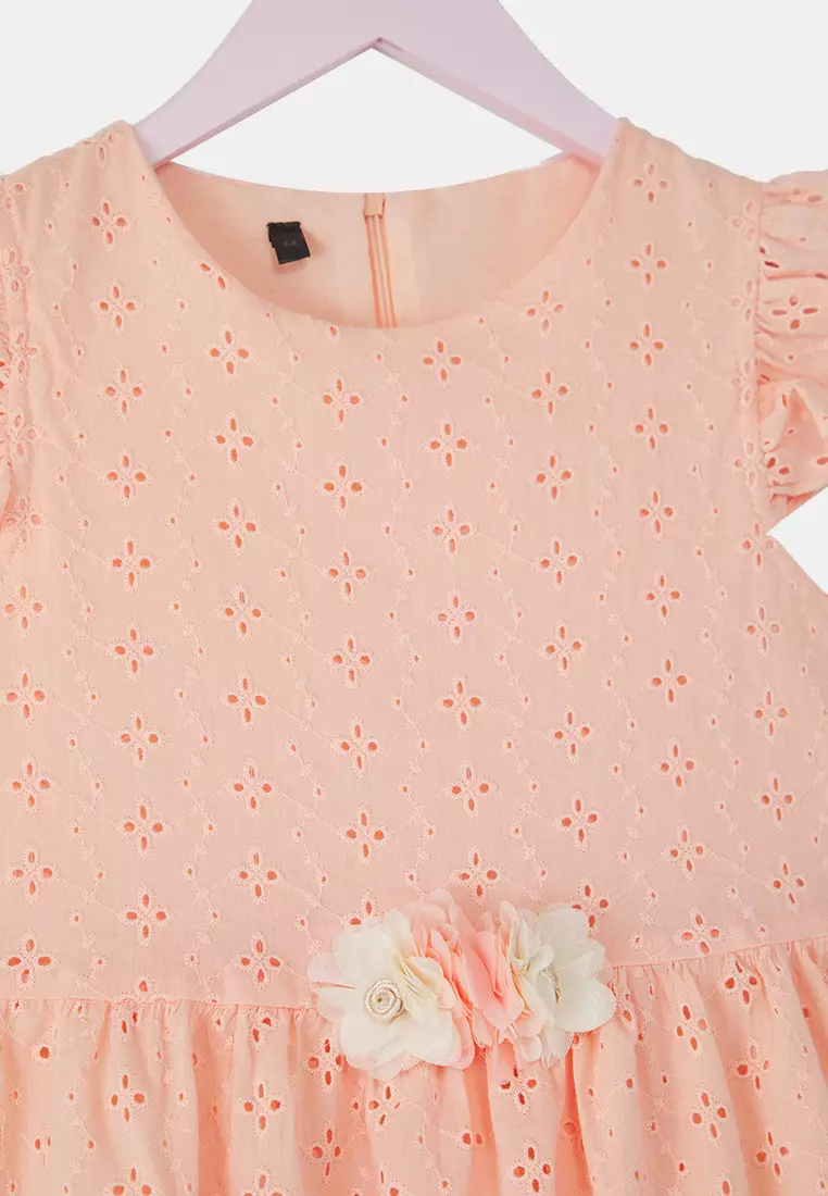 Girl's 100% Cotton Mini Short Sleeve Woven Dress