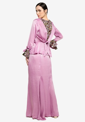 Back Lace Detailing Kurung from Lubna in Purple