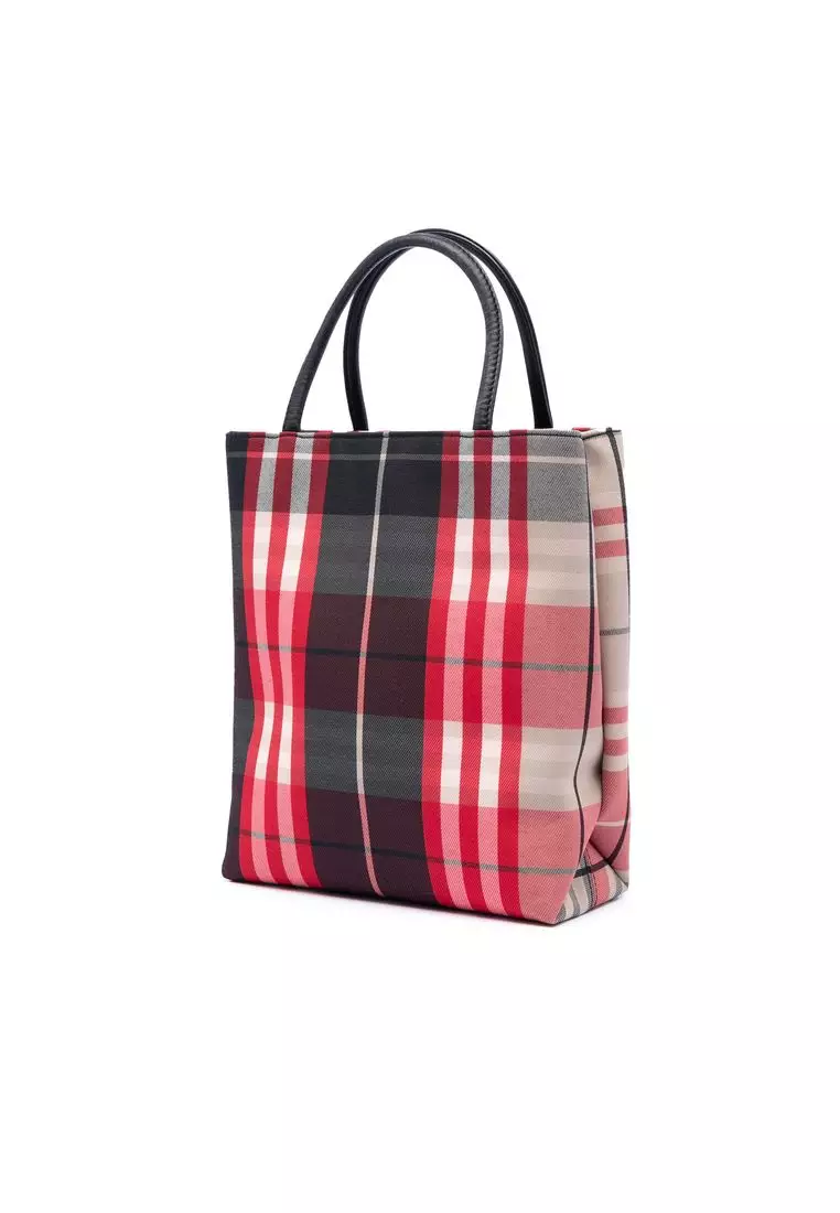 Pre-Loved Burberry House Check Canvas Tote
