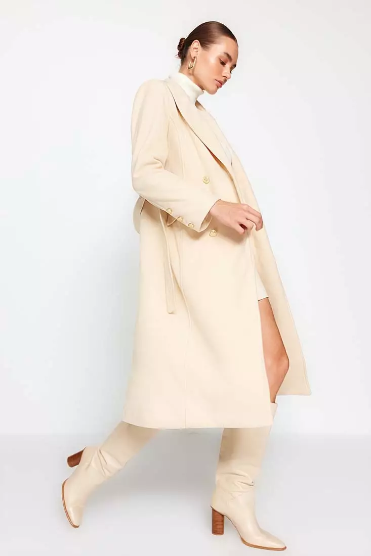 ecru belted coat