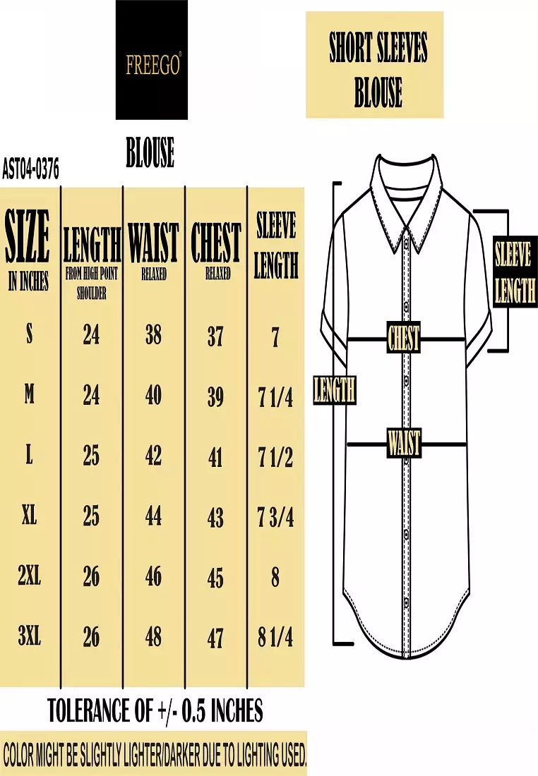 Plain Single Bold Twill Short Sleeve Blouse