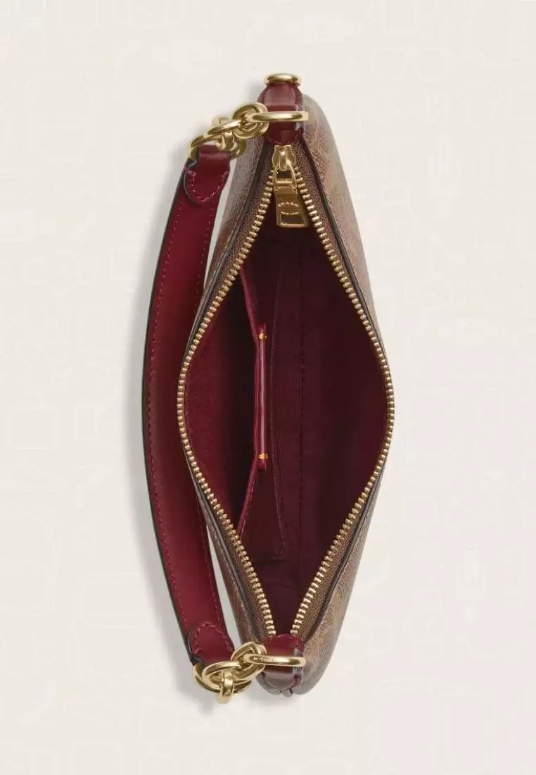 Coach Mini Payton Bag In Signature Canvas With Horse And Carriage Print Tan Black Cherry